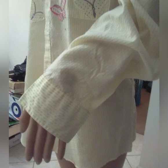 VINTAGE  MILE NEW MILI YELLOW/WHITE W/ BUTTERFLIES SZ. LG RHINESTONES - Picture 3 of 8